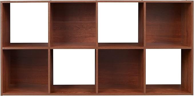 ClosetMaid Cubeicals 8 Cube Storage Shelf Organizer Bookshelf, Stackable, Vertical or Horizontal, Easy Assembly, Wood, Dark Cherry Finish