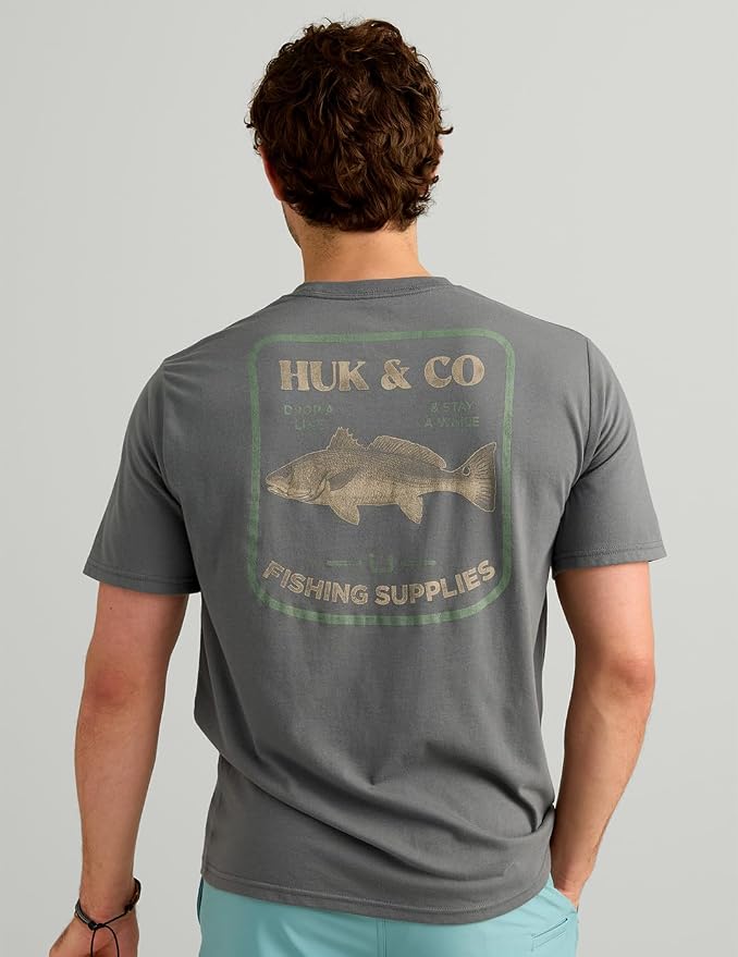 HUK Mens Performance Fishing Logo Tee, Short Sleeve T-Shirt for Men