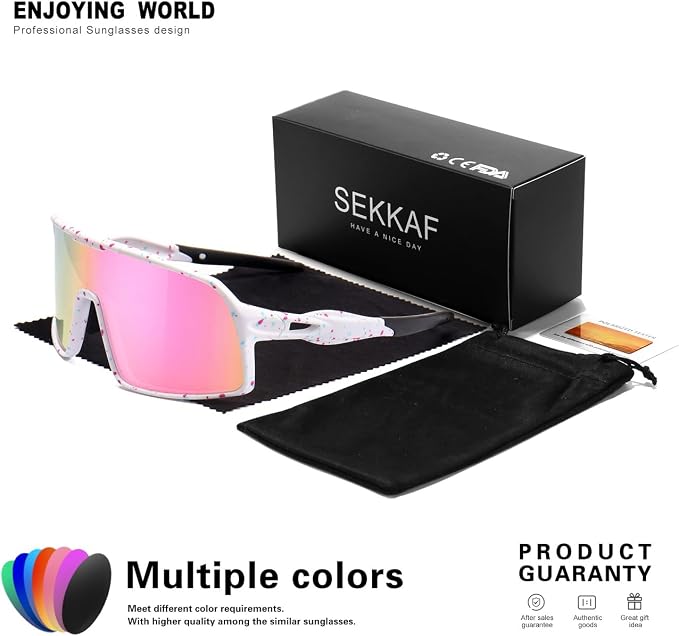 SEKKAF Polarized Sports Sunglasses for Men and Women Cycling Glasses UV Protection Goggles for Mountain Bike Running Fishing