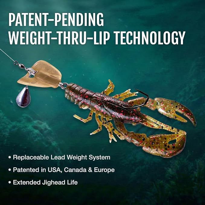 Headbanger BottomRocker Deep Diving Jig Head – Weedless Swimbait Head for Craws & Creature Baits – Patented Action Lip Prevents Rising – Texas Rig Bass Lure – 3/8 oz & 1/2 oz