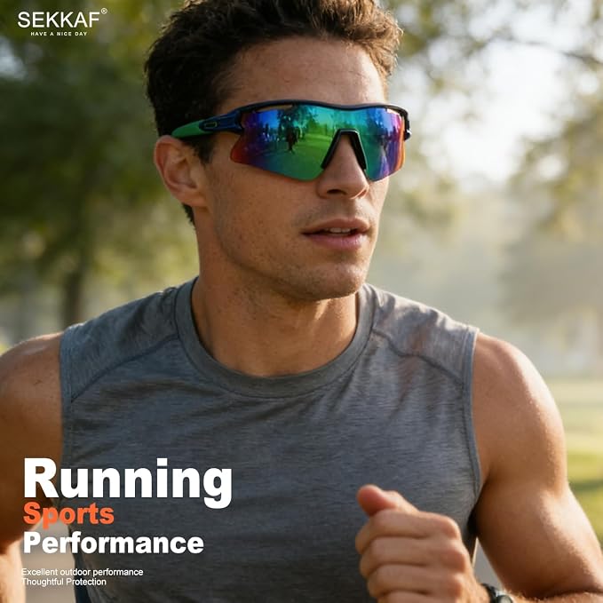 SEKKAF Polarized Sports Sunglasses for Men Women and Youth, UV400 Protection Ideal for Cycling Baseball Fishing Golf Running