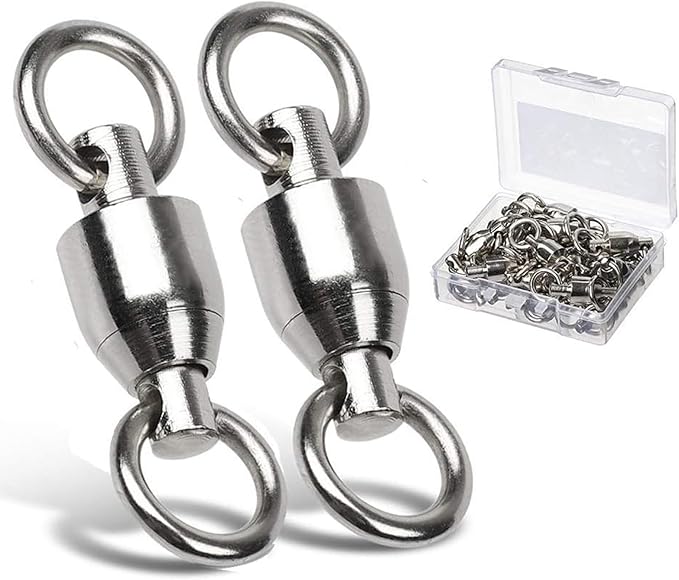 AMYSPORTS Ball Bearing Swivels Connector High Strength Stainless Steel Solid Welded Rings Barrel Swivels Saltwater Freshwater Fishing