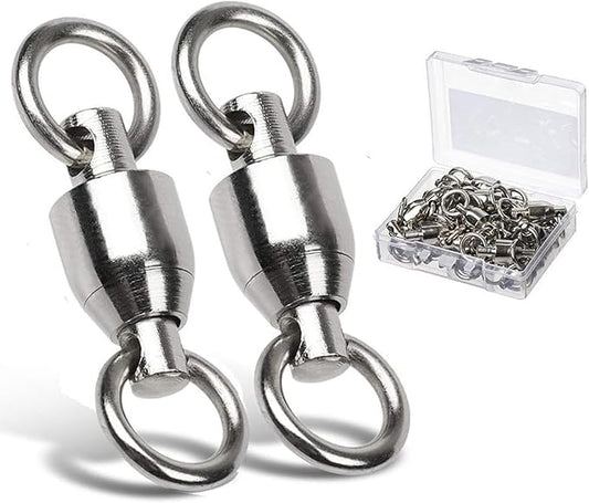 AMYSPORTS Ball Bearing Swivels Connector High Strength Stainless Steel Solid Welded Rings Barrel Swivels Saltwater Freshwater Fishing