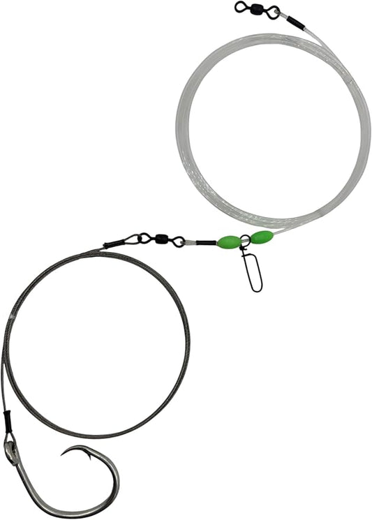 End Game Tackle 15' Shark Rig with Mustad Circle Hook - Braided Line, Black, 15' Total Length, 5' Bite Section, 10' 400lb Leader