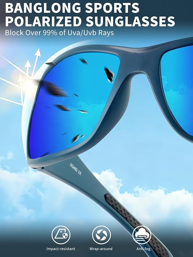 BangLong Polarized Sunglasses for Men Women, UV Protection Fishing SunGlasses for Fishing Running Cycling Golf TR90