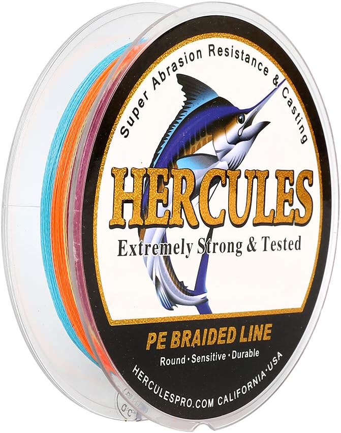 HERCULES Cost-Effective Super Strong 4 Strands Braided Fishing Line 6LB to 100LB Test for Salt-Water, 109/328 / 547/1094 Yards (100M / 300M / 500M / 1000M), Diam# 0.08MM - 0.55MM, Hi-Grade