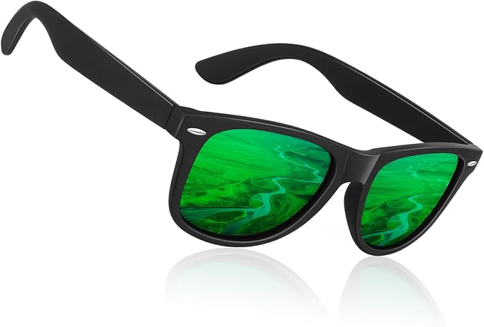 Sunier Polarized Sunglasses for Men and Women, Retro Square Matte Finish UV400 Protection Shades for Driving, Fishing