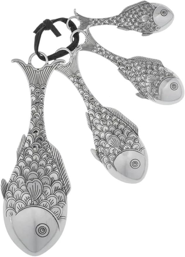 Ganz 4-Piece Set, Fish Measuring Spoon, One Size, silver