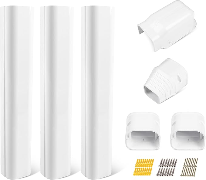 LyPrem Mini Split Line Set Cover 3" PVC Line Cover Kit for Mini Split and Central Air Conditioner & Heat Pump(3'' x 4.2Ft White)