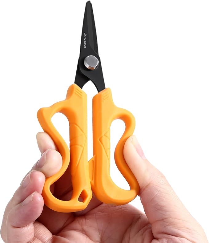 JARVISTAR 4.65" Fishing Scissors - Heavy Duty Line Cutter with Spring Clip Keychain, Dual Serrated Stainless Blades - Cuts Braided, Mono & Fluorocarbon Lines for Saltwater & Freshwater Orange