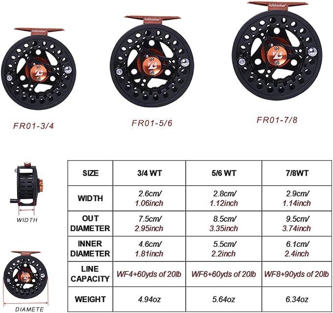 Kylebooker Large Arbor Fly Fishing Reel 3/4wt 5/6wt 7/8wt