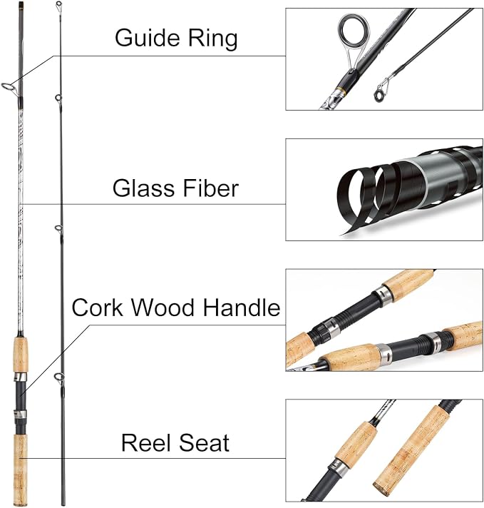 Sougayilang Spinning & Casting Rods, Strong Carbon&Glass Composite Fishing Rod with Stainless Steel Line Guides for Bass, Trout, Panfish, Catfish