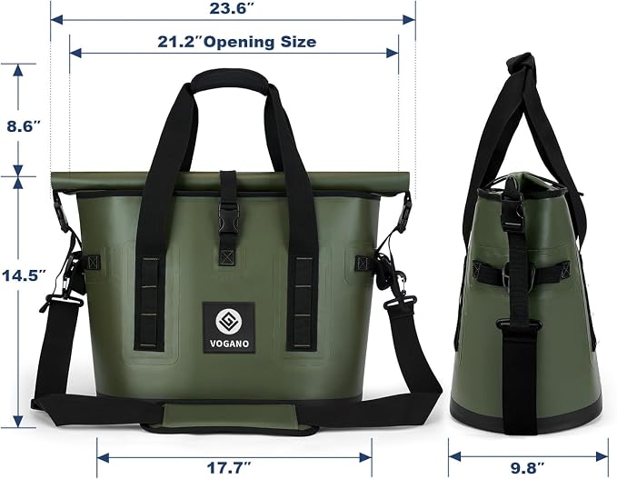 Vogano 40 Can Soft Cooler Bag - Insulated Leak-Proof Large Cooler Bag with Roll-Top Waterproof Seal | Portable Ice Chest for Camping, Beach, Travel, Picnics | 24HR Cold Retention