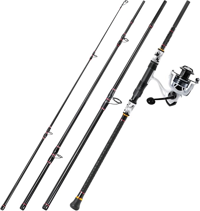 Sougayilang Surf Fishing Rod and Reel Combo, 4 Piece MH/H Saltwater Fishing Combo with 5000 Size Spinning Reel(12'/15')