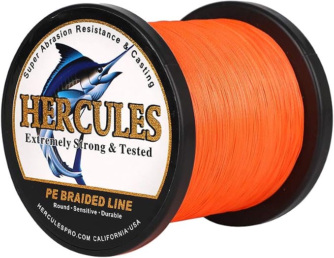 HERCULES Cost-Effective Super Cast 8 Strands Braided Fishing Line 10LB to 300LB Test for Salt-Water,109/328/547/1094 Yards(100M/300M/500M/1000M),Diam.#0.12MM-1.2MM,Hi-Grade Performance,Variety Colors