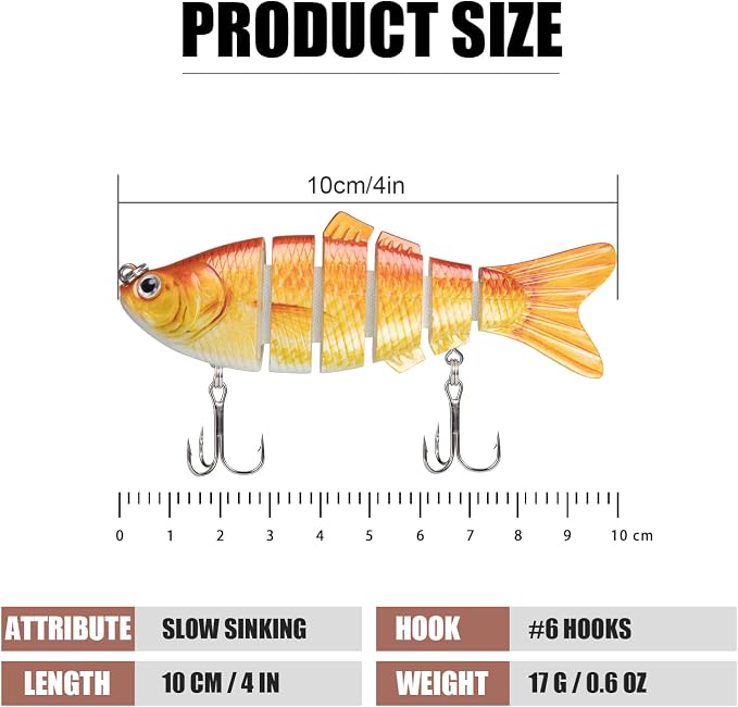 TRUSCEND Swimmax Easy Catch Fishing Lures with BKK Hooks, Wiggling, Vibrating, Rattling and Gurgling for More Bites, Heavy-Duty Dyneema Fiber Jointed Swimbaits for Bass, Trout, Crappie, Walleye, Pike