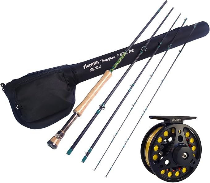 Aventik Troutflow Fly Fishing Rod and Reel Combo, 9FT 5wt 8wt, Japan Toray 46T Carbon Fast Action 4-Piece Fly Rod Kit with SADC Pre-Spooled Reel & Case