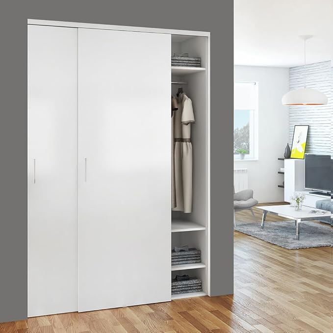 Sliding Closet Door Hardware Kit - 59-inch Double Track for 2 Bypass Doors Up to 100lbs - SLID'UP 110