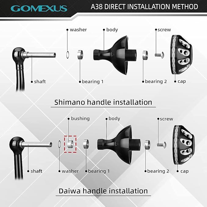GOMEXUS Power Knob Compatible for Shimano Daiwa Spinning Reel Fishing Reel Handle Knob