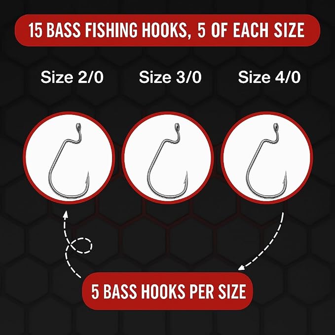 Worm Hooks for Bass Fishing- Texas Rig - Ewg