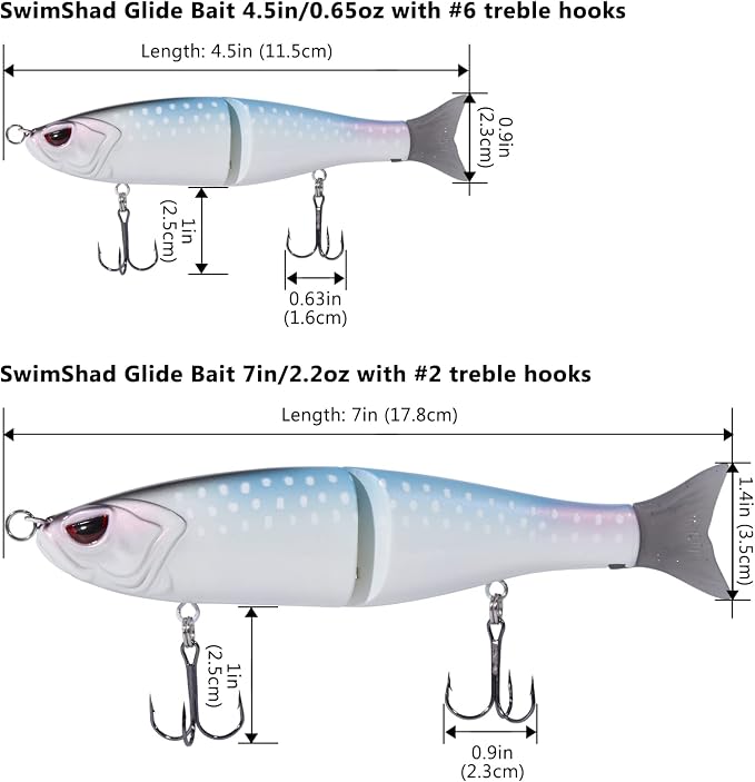 Bassdash SwimShad Glide Baits Jointed Swimbait Bass Pike Salmon Trout Muskie Fishing Lure