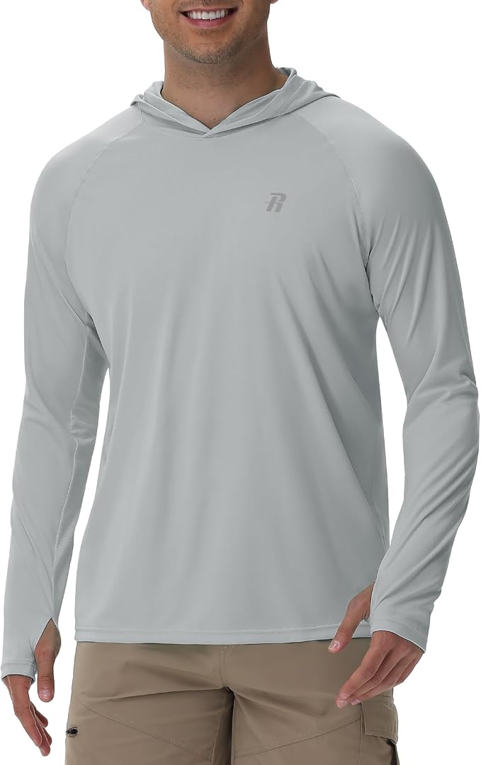 Runhit UPF 50+ Fishing Shirts for Men Long Sleeve Sun Protection Hoodie Lightweight Outdoor Workout Hiking Running Rash Guard