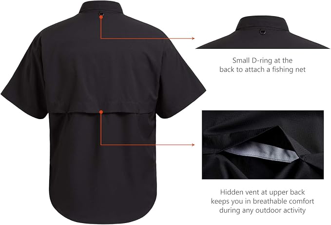 Bassdash UPF 50 Men’s Fishing Dress Shirt Button Down Woven Short Sleeve Outdoor