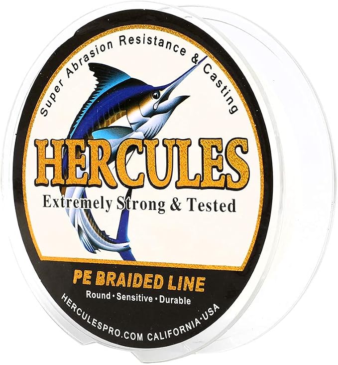 HERCULES Cost-Effective Super Cast 8 Strands Braided Fishing Line 10LB to 300LB Test for Salt-Water,109/328/547/1094 Yards(100M/300M/500M/1000M),Diam.#0.12MM-1.2MM,Hi-Grade Performance,Variety Colors