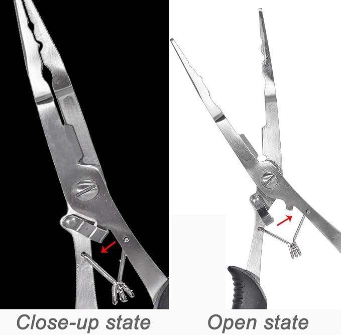 Fishing Pliers Stainless Steel Long Nose Hook Remover with Sheath and Lanyard for Line Cutters Saltwater and Freshwater