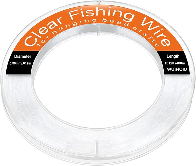 Clear Fishing Line Wire 755 ft, Invisible Monofilament Fishing Line Wire, Nylon String for Hanging Balloons Garland Crafts Picture Decorations, Clear String Threads Cords WUINOID