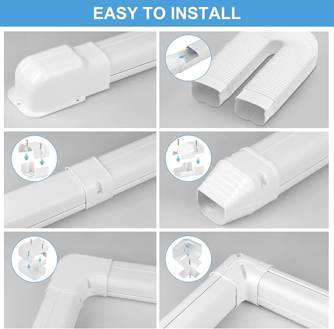 Mini Split Line Set Cover: 3 Inch 13Ft DIY Decorative Outdoor PVC Tubing Cover Kit for Mini Split, Air Conditioner, Central AC and Heat Pumps