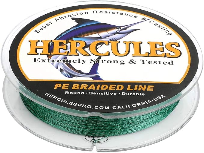 HERCULES Cost-Effective Super Strong 4 Strands Braided Fishing Line 6LB to 100LB Test for Salt-Water, 109/328 / 547/1094 Yards (100M / 300M / 500M / 1000M), Diam# 0.08MM - 0.55MM, Hi-Grade