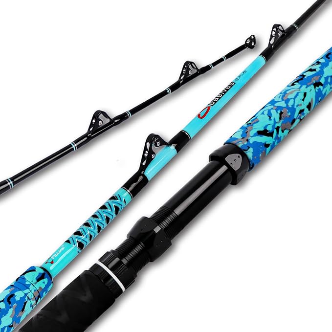 Fiblink Trolling Fishing Rod 1-Piece/2-Piece Saltwater Big Game Rod Offshore Conventional Boat Fishing Pole (6'/6'6"/7')