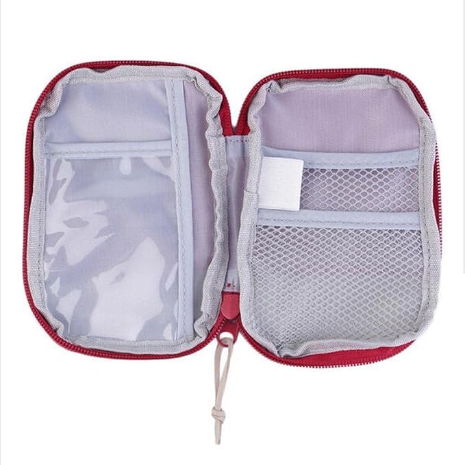 Red Portable Mini First Aid Kit,Outdoor Camping Family Survival First Aid Kit Cross Pattern Safety and Survival Camping and Hiking