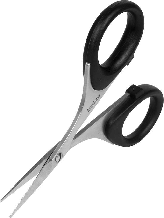 Kershaw Skeeter 3 Precision Fine Tip Scissors, Black, Stainless Steel Blades, Multi-Purpose Scissors for Fly Tying and Trimming, for Cutting Deer Hair, Wire and Tinsel