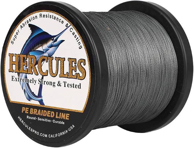 HERCULES Cost-Effective Super Cast 8 Strands Braided Fishing Line 10LB to 300LB Test for Salt-Water,109/328/547/1094 Yards(100M/300M/500M/1000M),Diam.#0.12MM-1.2MM,Hi-Grade Performance,Variety Colors