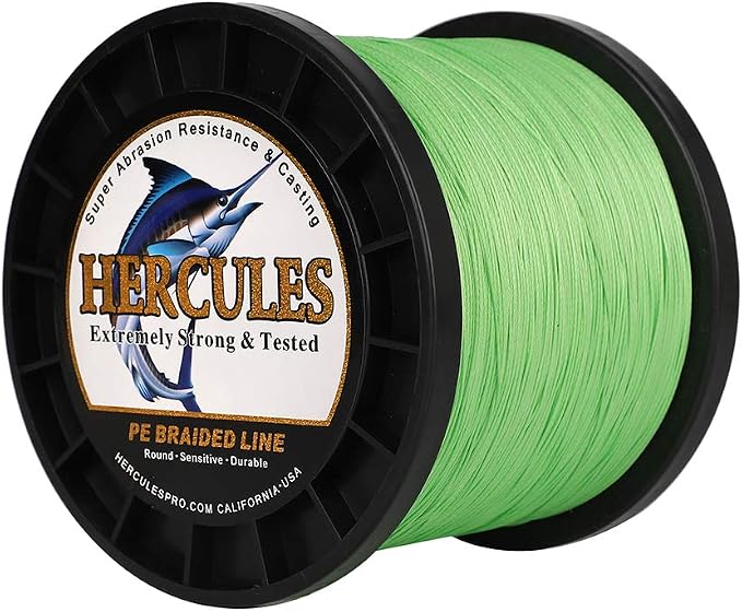 HERCULES Cost-Effective Super Cast 8 Strands Braided Fishing Line 10LB to 300LB Test for Salt-Water,109/328/547/1094 Yards(100M/300M/500M/1000M),Diam.#0.12MM-1.2MM,Hi-Grade Performance,Variety Colors