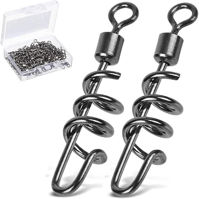 AMYSPORTS Fishing swivels Corkscrew snap swivels Fishing Tackle swivels Saltwater Freshwater Leader Lure jigs line Connector