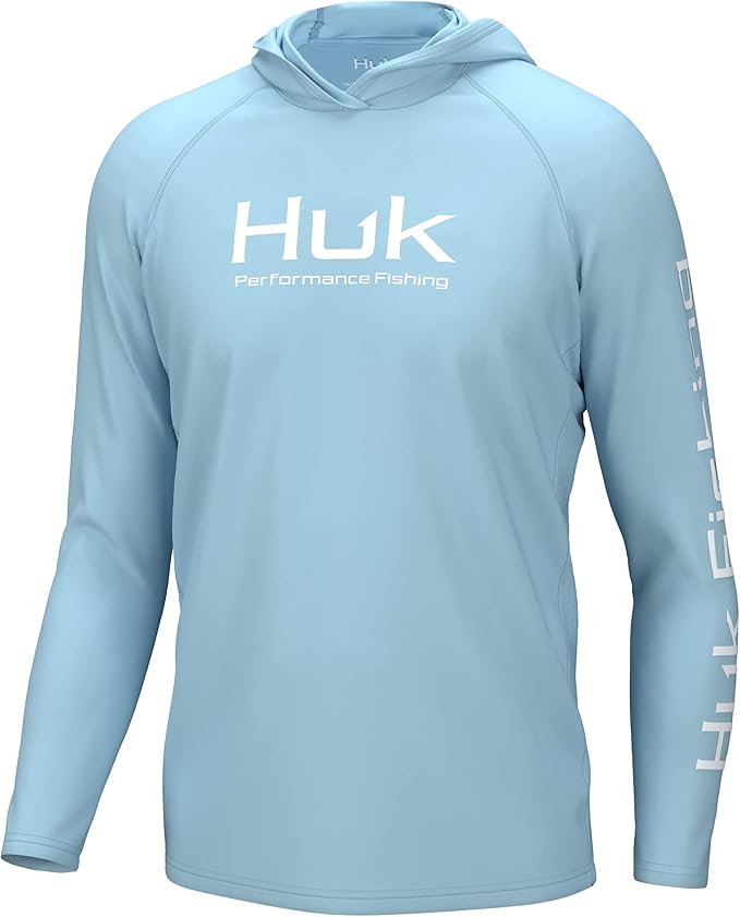 HUK Mens Pursuit Vented Long Sleeve Hoodie, Fishing Shirt with Hood