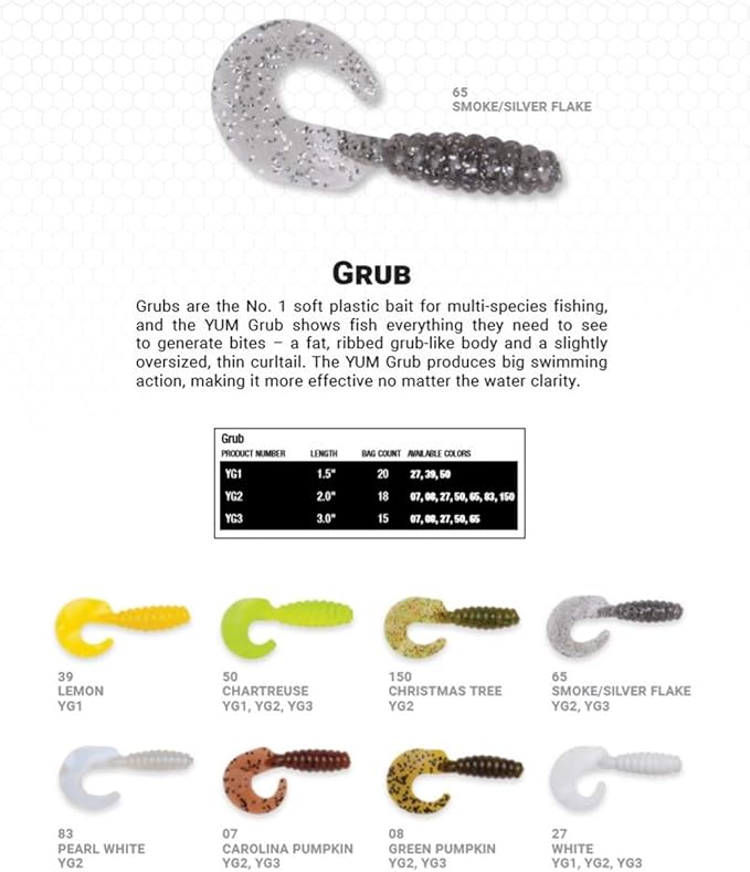 YUM Grub Multi-Species Curly-Tail Swim-Bait Fishing Lure