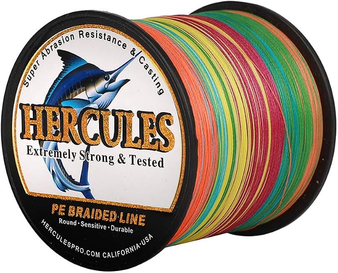 HERCULES Cost-Effective Super Cast 8 Strands Braided Fishing Line 10LB to 300LB Test for Salt-Water,109/328/547/1094 Yards(100M/300M/500M/1000M),Diam.#0.12MM-1.2MM,Hi-Grade Performance,Variety Colors