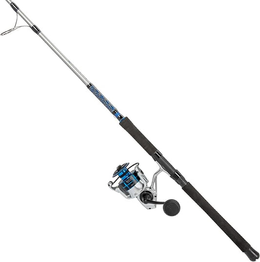 Quantum Strive Spinning Reel and Fishing Rod Combo, Graphite Composite Blank, 4+1 Bearings, Silver/Blue