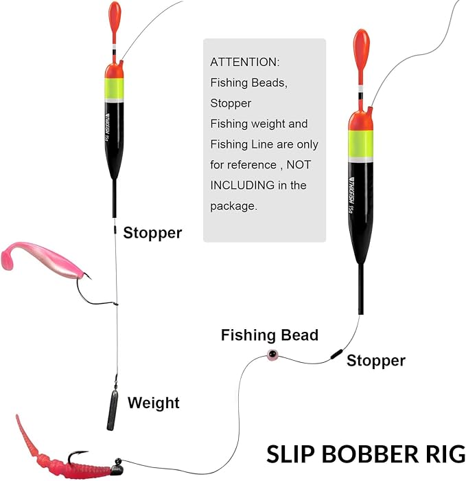 THKFISH Fishing Bobbers Fishing Floats and Bobbers Slip Bobbers for Fishing Balsa Floats Crappie Fishing Bobbers 1/6oz(3.47"X0.47"X6.73") 3/8oz(3.84"X0.6"X 7.2") 1/2oz(4.13"X0.75"X7.87")
