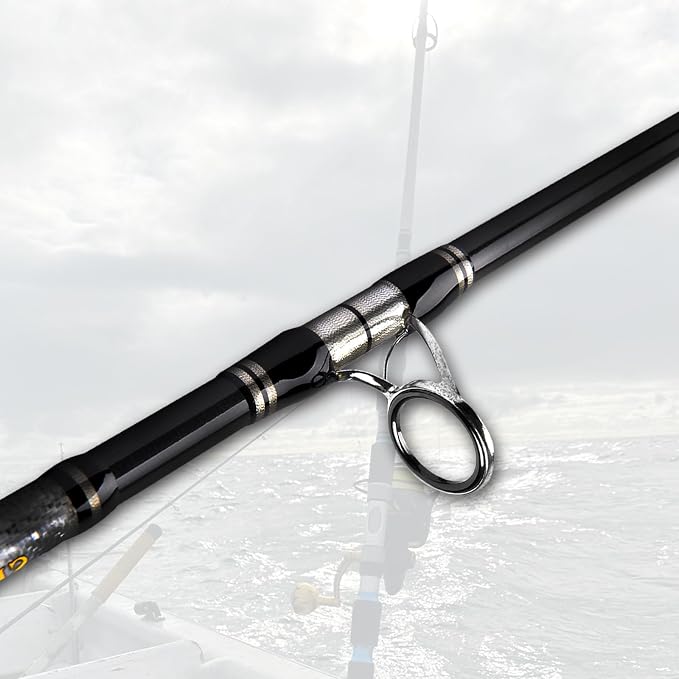 Fiblink 3-Piece Spinning Rod Heavy Spinning Fishing Rod Portable Fishing Rod Graphite Spin Rod (30-50 Pound Test)