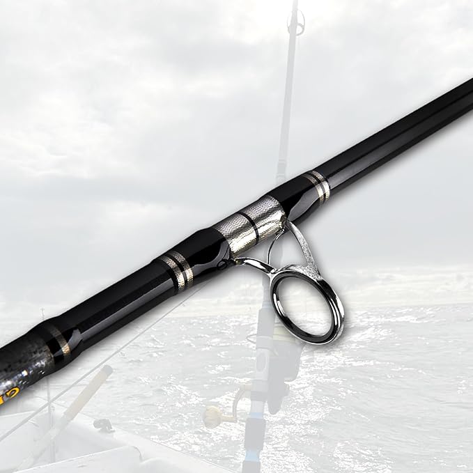 Fiblink 3-Piece Spinning Rod Heavy Spinning Fishing Rod Portable Fishing Rod Graphite Spin Rod (30-50 Pound Test)