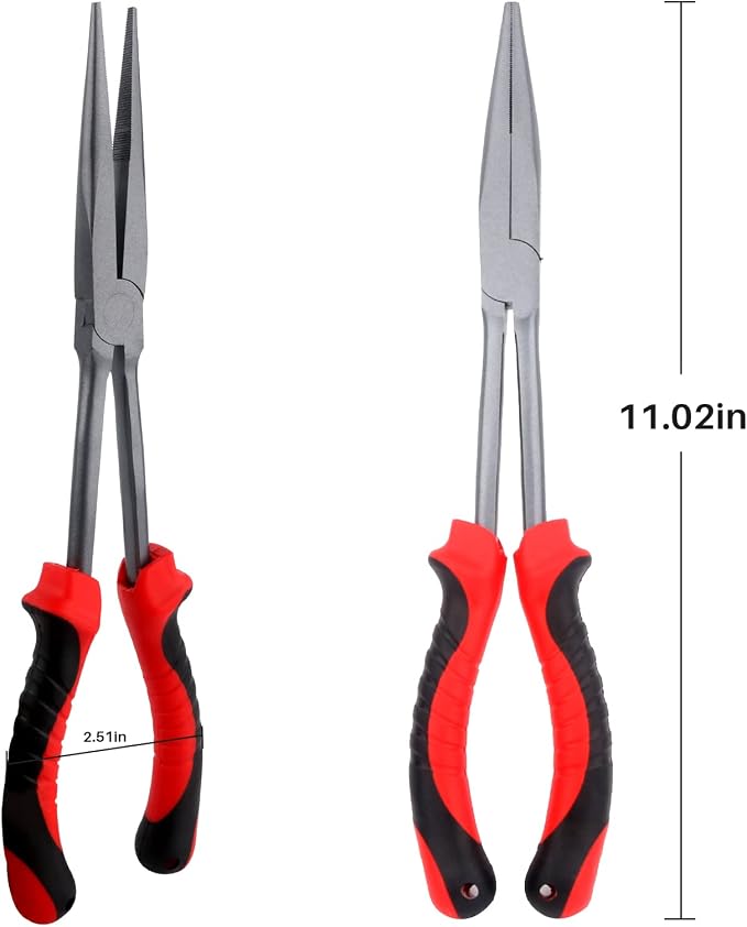 Hikary Long Nose Fishing Pliers, Stainless Steel Hook Remover Braid Cutter Rustproof Multi-Tool Fishing Gripper for Freshwater Saltwater