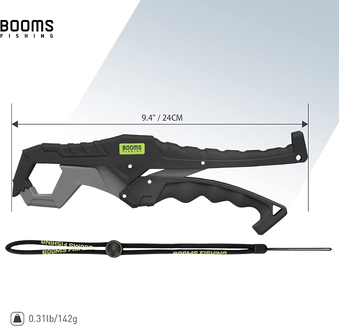 Booms Fishing G05 Lip Gripper Saltwater, 9.4" Plastic Catfish Grippers Pliers, Grabber Tool With Lanyard, Grips for Kayak Fishing Accessories, Great Holder for Caught Fish