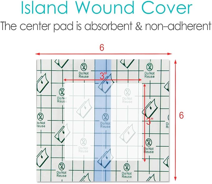 Waterproof Shower Cover Shields, Non-Stick Center Pad for Dialysis Port Picc Line Chest Catheter PD Peritoneal Dialysis Chemo Feeding Tube Peg G-Tube Patient Bandage Protector, 6"x6"(Pack of 25)