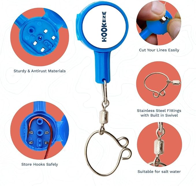 HOOK-EZE Fishing Knot Tying Tool (1 Pack), Fly Fishing Accessories Tie Fishing Line to Hooks, Fishing Gear and Equipment, Fishing Gifts Stocking Stuffers & Gadgets Tackle for Men