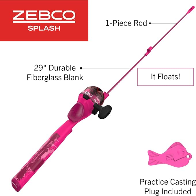 Zebco Youth Floating Spincast Reel and Fishing Rod Combo, Pre-Spooled with 6-Pound Cajun Line